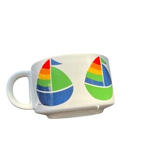 Rainbow Sailboat Soup Mug Bowl Grant Howard Multicolor